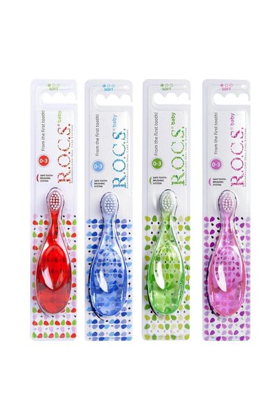 R.O.C.S. Baby Toothbrush | Ages 0–3 Years | Ultra-Soft Bristles | Safe Tooth-...