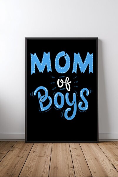 KEYFHOME Mom Of Boys Anne Scris înrămat MDF Tablou Poster Living Wall Decor C...