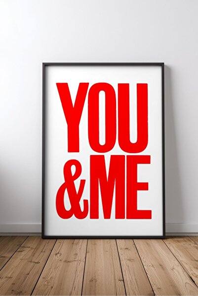 KEYFHOME Tu și eu tipografie roșie înrămată MDF pictură poster cadou decor de...