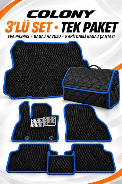 COLONY Ford Courier (2013-2023) Araca Özel Uyumlu Premium EVA Paspas, Bagaj H...