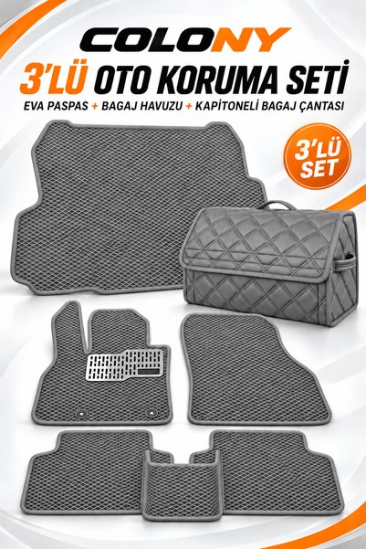 COLONY Skoda Scala Araca Özel Uyumlu Premium EVA Paspas, Bagaj Havuzu ve Kapi...