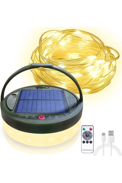 GENERAL Multi-function Solar Camping String Lights, 39Ft Long String, Solar P...