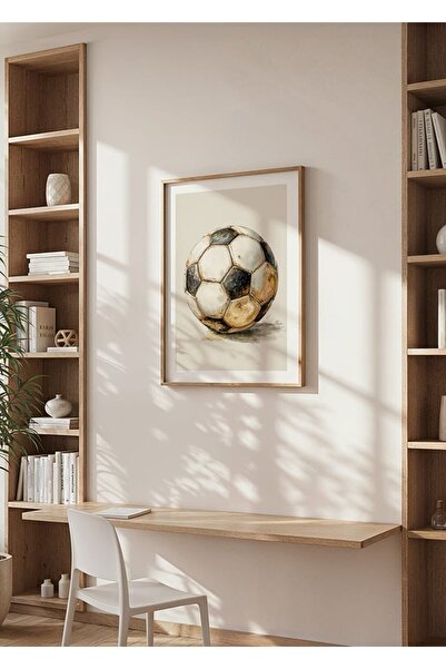 KEYFHOME Vintage Fotbal Poster MDF Tablou cu ramă din lemn Poster pentru came...
