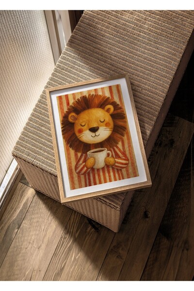 KEYFHOME Leii care dau pauză de cafea, tablou MDF cu ramă din lemn, poster, d...
