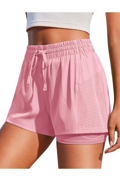 GENERAL PINSPARK Women's 2 in 1 Running Shorts with Liner Pockets Quick Dry A...