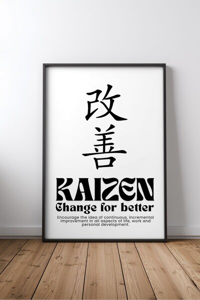 KEYFHOME Kaizen change for better english motivational quote no 2 framed mdf ...
