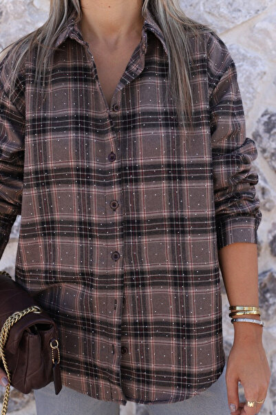 bytugcekaya Coffee Checkered Stone Shirt
