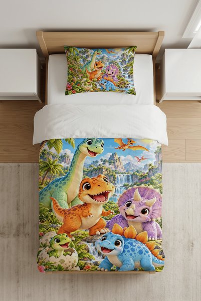 Luvis Store Age of Dinosaurs Valley Adventure Single Child Bedding Set - Without Sheets