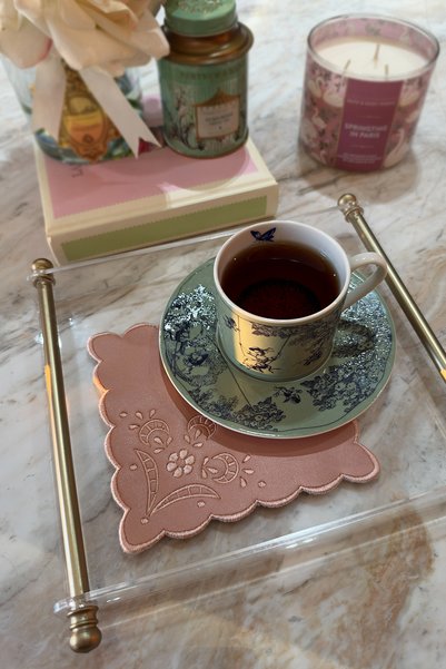 safelyn Embroidered Double Layer Leather American Service Mat 14X14 cm – Tea ...