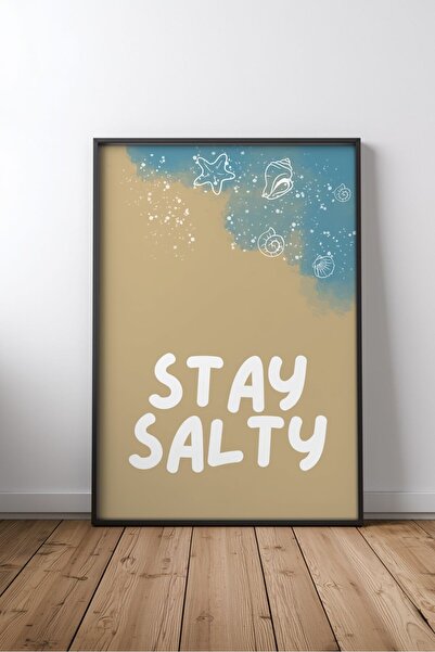 KEYFHOME Stay salty beach illustration english motivational quote framed mdf ...