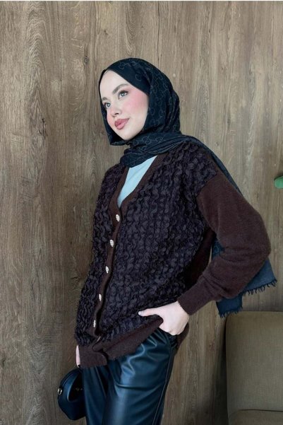 Şule Giyim Premium Cardigan Brown
