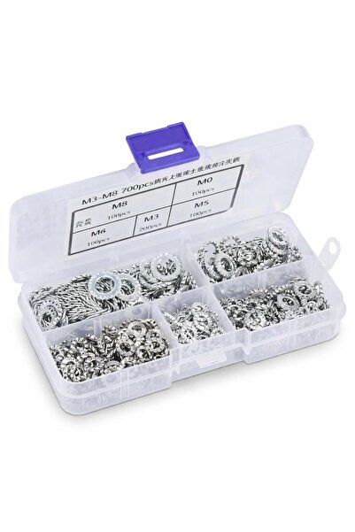 Oumefar 700Pcs Serrated Lock Washer Kit Galvanized Internal Star Tooth Lock W...