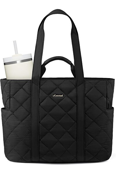 LOVEVOOK Tote Bag for Women,Large Puffer Tote Bag with Zipper,Quilted Puffy W...