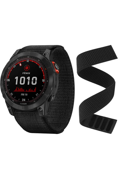 XGSM Curea de nailon de 20mm pentru Garmin Fenix 5S/6S/7S, Negru