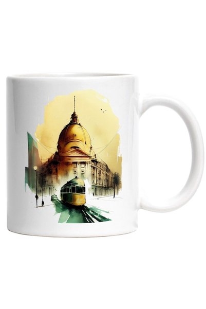 INOVATIX Cana alba personalizata,Pictura Abstracta,Strazile Din Bucuresti,Tra...