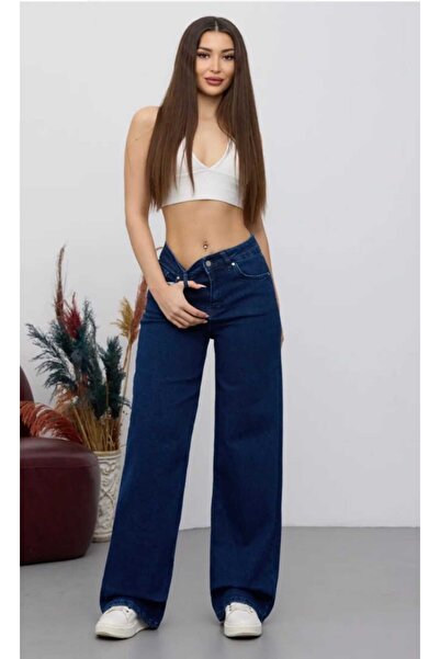 MAY JEAN Pantaloni din denim Palozzo, ALBASTRU ÎNCHIS, elastici, confortabili...