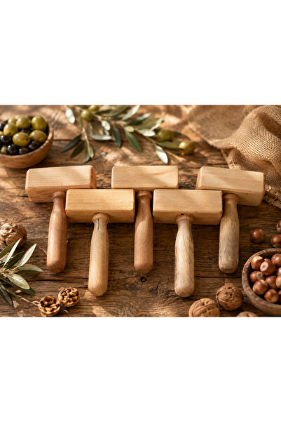 dnz DENİZ AHŞAP Wooden Nutcracker, Walnut, Hazelnut Cracker Square Set of 5