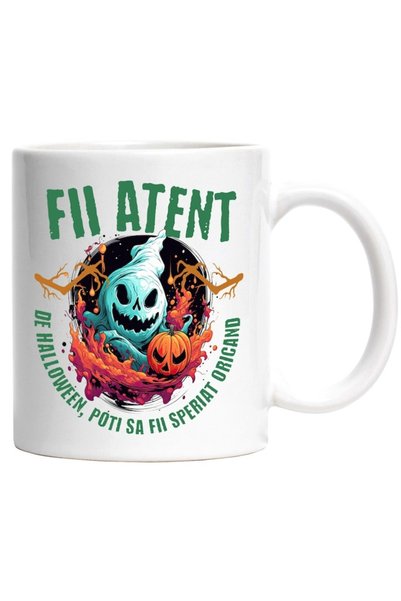 INOVATIX Personalized white mug, Horror Ghost Pumpkin Halloween Be Careful Ha...