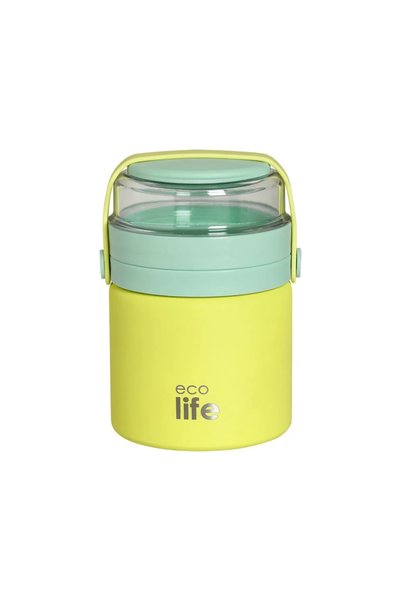Ecolife Θερμός φαγητού 450ml με μπολ και κουτάλι - Κίτρινο