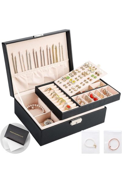GENERAL Jewelry Box Organizer for Women Girls, 2-Tier Women Jewelry Storage C...