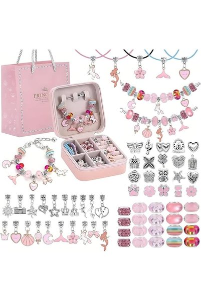 LCHYI Jewelry Making for Girls, Metal and Beads, Pink, Ages 6-12 Portable wit...