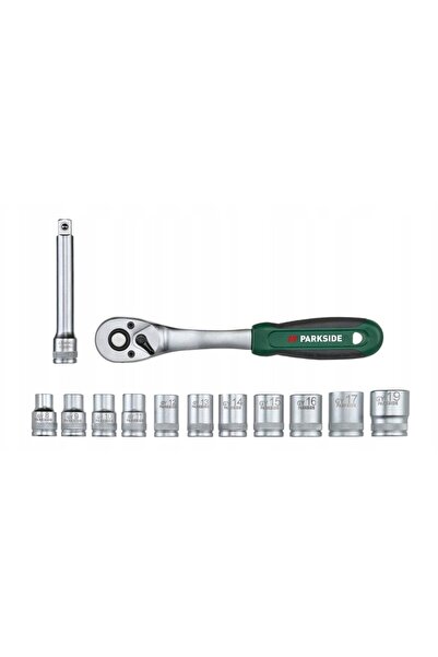 PARKSIDE 13-Piece 3/8" Socket Wrench Set, 72-Tooth Ratchet, Chrome Plated Sur...