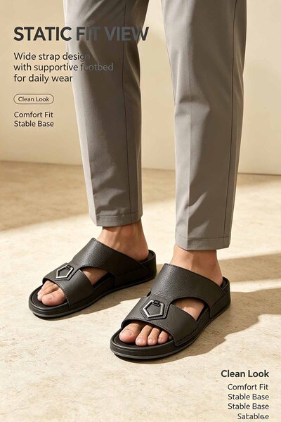 SoftSole KSA Saudi Made Men's Arabic Slippers Thick Padded Sole Non-Slip Cushioned Footbed