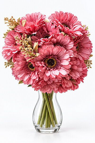 5 Dallı Yapay Gerbera Papatya Çiçek Demeti 37 cm – Boru Saplı Dekoratif Vazo Çiçeği