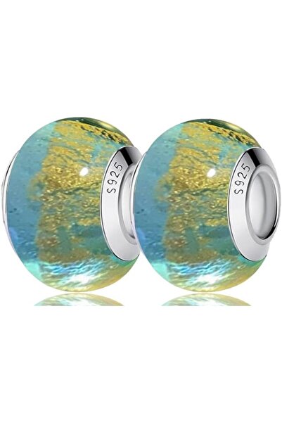 GENERAL 2Pcs Original Murano Glass Charms for Pandora Bracelets Authentic Ste...