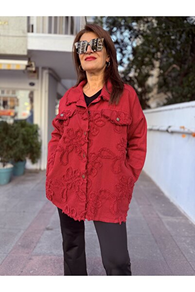 DenizEge Italian Gabardine Embossed Italian Jacket Burgundy