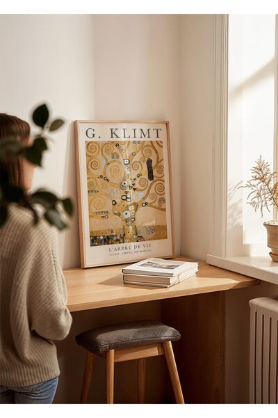 KEYFHOME Arborele vieții Gustav Klimt Artă din lemn înrămată MDF Poster picta...
