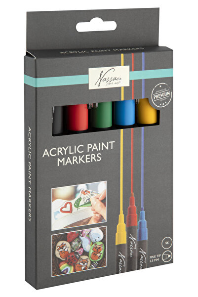 Javoli Colorful Nassau Acrylic Marker Set, 5 Pieces