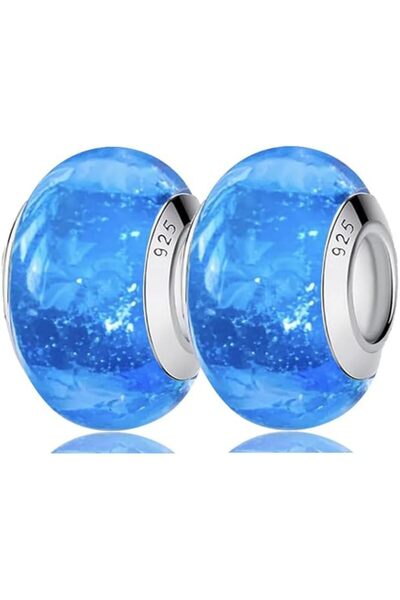 GENERAL 2Pcs Original Murano Glass Charms for Pandora Bracelets Authentic Ste...