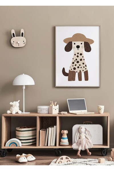 KEYFHOME Tablou MDF cu cadru din lemn cu câine dalmat elegant, poster, decor ...