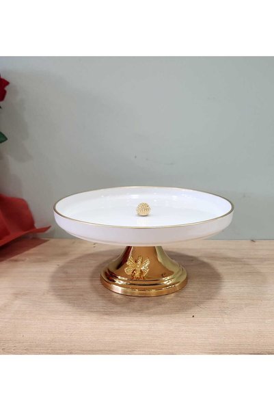 Henna Metal-Legged Butterfly-Shaped Round Porcelain Serving Dish
