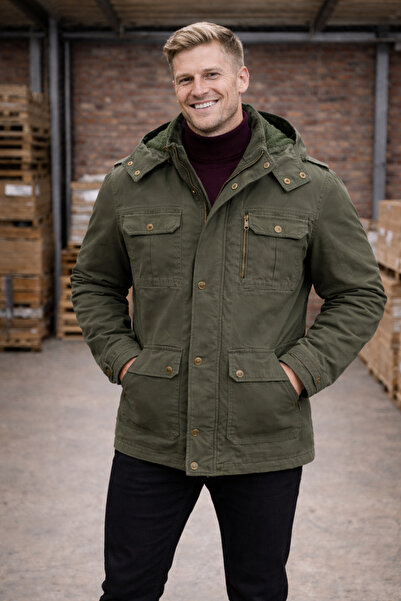 DYNAMO Men's Military Green Large Size Waterproof Thick Coat