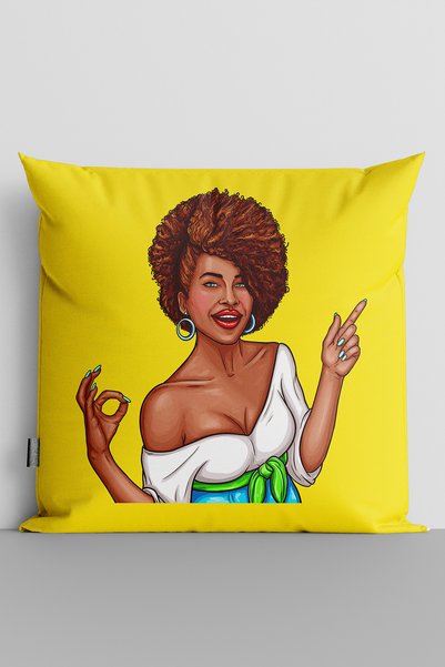 Popart Kadın Çift Tarafı Dijital Baskılı Yastık Kırlent Kılıfı