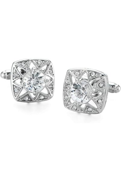 GENERAL Silver white hollow crystal fashionable cufflinks Tuerduo
