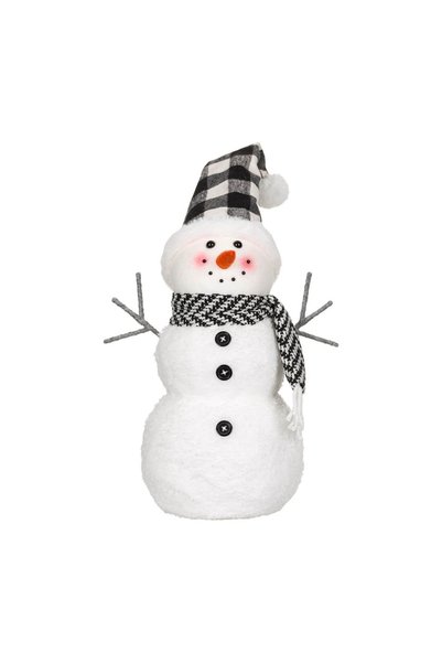 OEM Figura Decorativa Om de Zăpadă Negru Alb Carouri Căciulă Fular 48 cm de C...