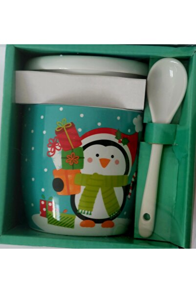 Jumbo Set Cana de Craciun cu Capac & Lingurita Pinguin 340ml