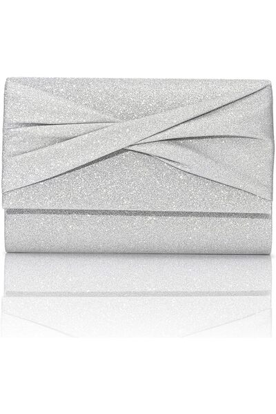 NALACAL Clutch Silver Purses for Women Evening Bag, Wedding Handbags with Cha...