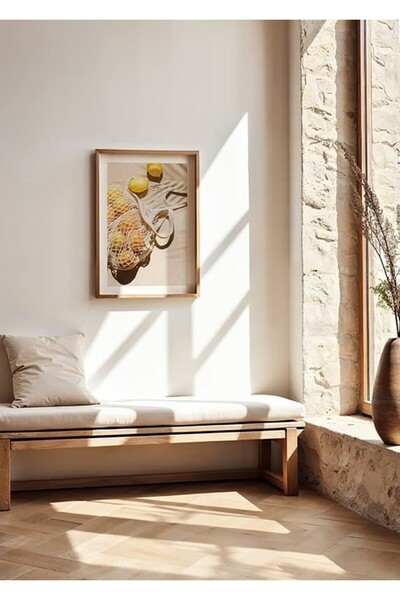 KEYFHOME Lemons in the Net Poster de pictură MDF cu ramă din lemn, cadou pent...
