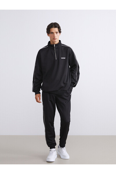 LC Waikiki Nevavm Farkıyla Xside Black Interlock Printed Standard & Regular M...