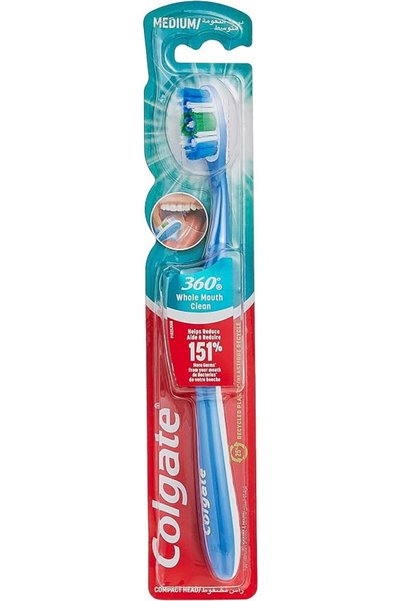 Colgate Palmolive فرشاة أسنان كولجيت، فرشاة أسنان 360 درجة متوسطة الحجم