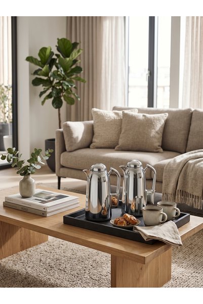Generic Stainless Steel 1+1 Liter Tea and Coffee Set with Elegant and Modern Design for High-End Serving