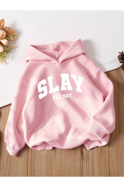 DASH WEAR Unisex Erkek/Kadın SLAY Özel Baskılı Oversize Pamuklu Kapüşonlu Swe...