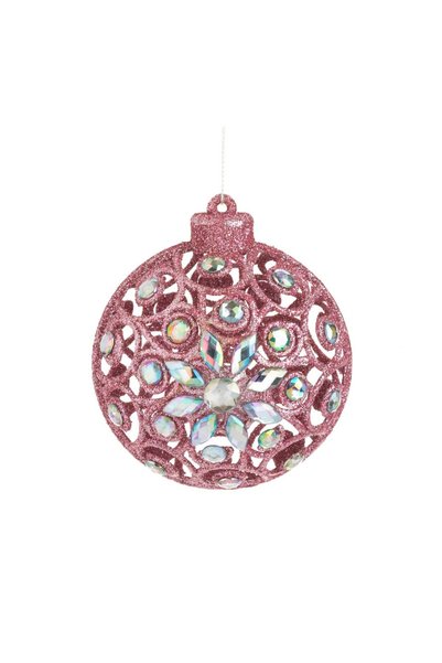 OEM Ornament Brad de Crăciun Glob Roz cu Glitter și Strass Ø8 cm – Decor Fest...