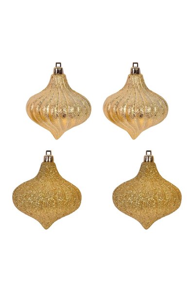 OEM Set Ornamente de Crăciun Globuri Aurii Mat Glitter 8 cm – 4 buc. – Decor ...