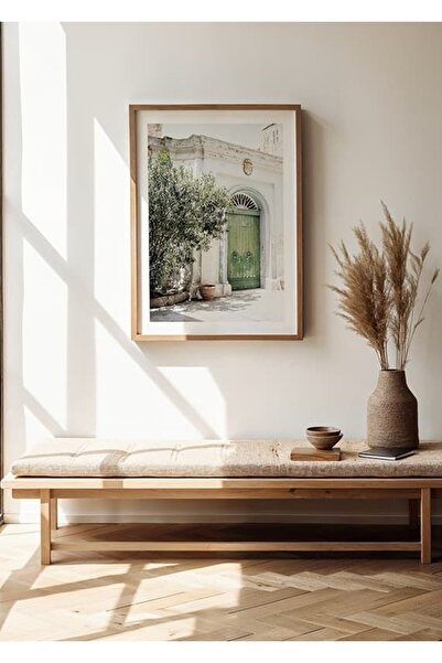 KEYFHOME Poza cu tablou MDF cu rama din lemn din Malta Door Mediteranean pent...