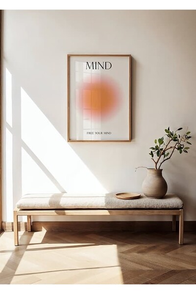 KEYFHOME Pozitiv Aura Mint Pastel Wood Ramed MDF Picture Poster Dormitor Deco...